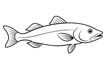 cod silhouette line art vector illustration with a white background