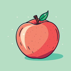 elegant illustration of red apple isolated on white