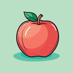 elegant illustration of red apple isolated on white