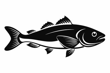 cod silhouette line art vector illustration with a white background