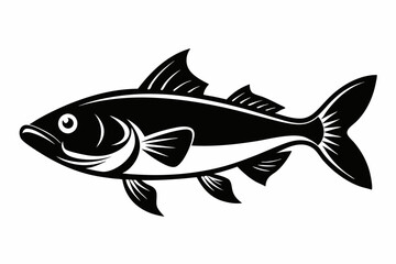cod silhouette line art vector illustration with a white background
