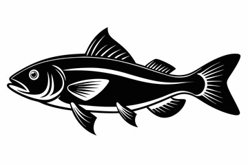 cod silhouette line art vector illustration with a white background