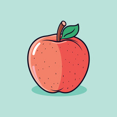 elegant illustration of red apple isolated on white