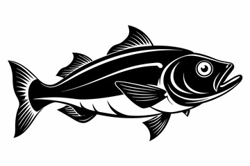 cod silhouette line art vector illustration with a white background