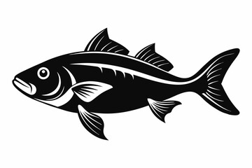 cod silhouette line art vector illustration with a white background