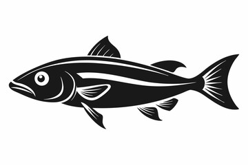 cod silhouette line art vector illustration with a white background