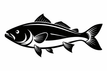 cod silhouette line art vector illustration with a white background