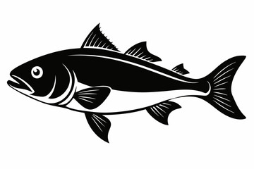 cod silhouette line art vector illustration with a white background