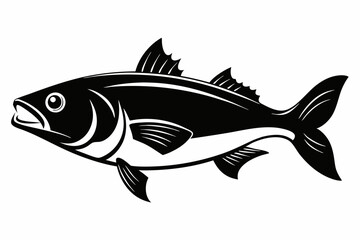 cod silhouette line art vector illustration with a white background