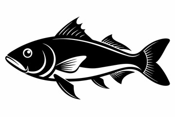 cod silhouette line art vector illustration with a white background
