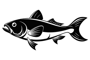 cod silhouette line art vector illustration with a white background