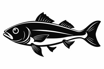 cod silhouette line art vector illustration with a white background