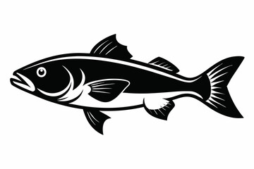 cod silhouette line art vector illustration with a white background