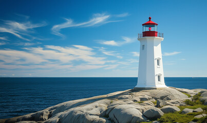 Obraz premium A historic lighthouse on the rocky hills
