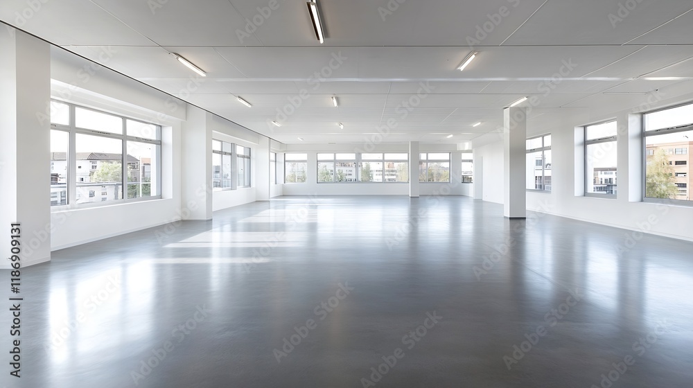 Aufkleber spacious and bright empty office with large windows for modern business settings : generative ai