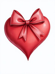 A Red Heart With A Bow Is Isolated On A White Background In Watercolor Style As A Png File. 00003