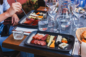 cozy outdoor cafe in Novi Sad, Serbia, on a sunny morning