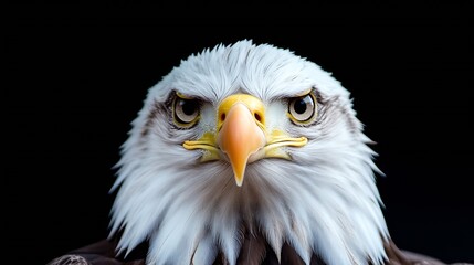 Obraz premium Close Up of Bald Eagle with Intense Gaze and Fluffy White Feathers : Generative AI