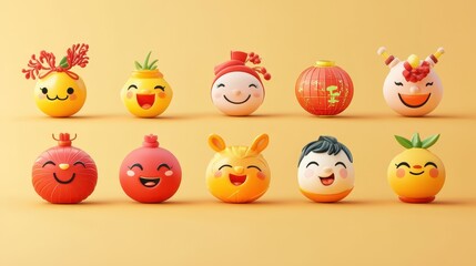 Cheerful Chinese New Year Festive Emojis