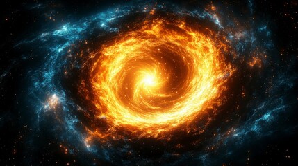 Obraz premium A dynamic science background featuring swirling galaxies, particle beams, and light trails, perfect for astrophysics or space technology themes.
