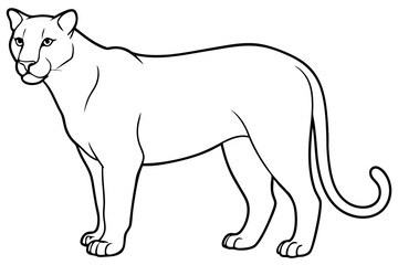 cougar silhouette line art vector illustration with a white background