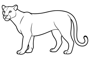 cougar silhouette line art vector illustration with a white background