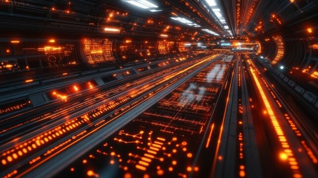 A high-tech science and technology background featuring quantum particles, complex math equations, and glowing tech elements, ideal for futuristic scientific concepts.