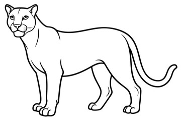 cougar silhouette line art vector illustration with a white background