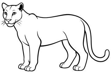 cougar silhouette line art vector illustration with a white background