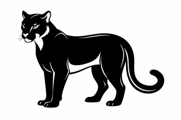 cougar silhouette line art vector illustration with a white background