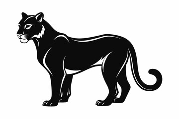 cougar silhouette line art vector illustration with a white background