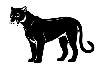 Obraz premium cougar silhouette line art vector illustration with a white background