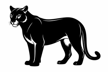 cougar silhouette line art vector illustration with a white background