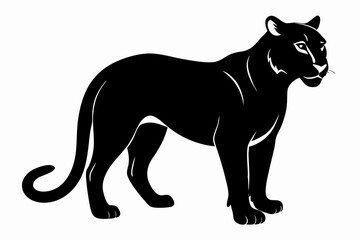cougar silhouette line art vector illustration with a white background