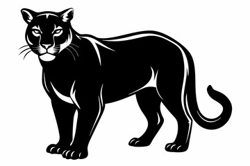 cougar silhouette line art vector illustration with a white background