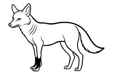 coyote silhouette line art vector illustration with a white background