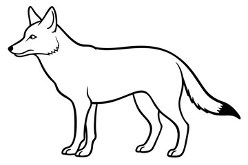 coyote silhouette line art vector illustration with a white background