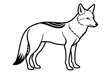 coyote silhouette line art vector illustration with a white background