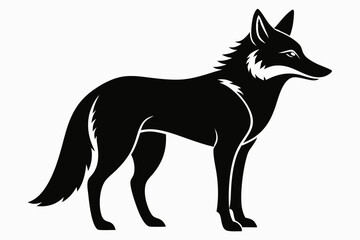 coyote silhouette line art vector illustration with a white background