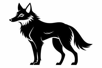 coyote silhouette line art vector illustration with a white background