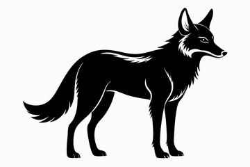 coyote silhouette line art vector illustration with a white background