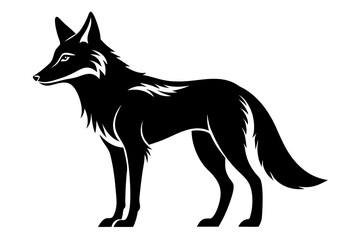 coyote silhouette line art vector illustration with a white background