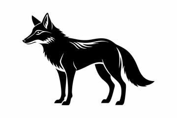 coyote silhouette line art vector illustration with a white background