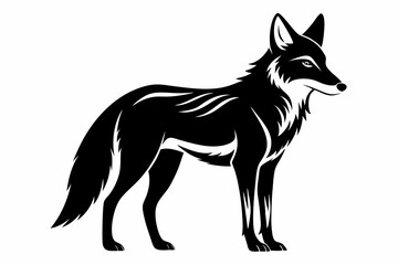 coyote silhouette line art vector illustration with a white background
