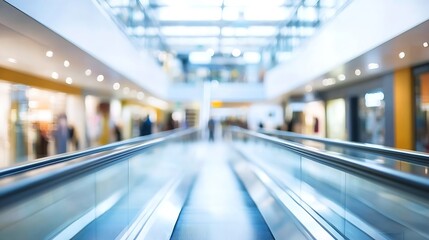 Obraz premium Modern Shopping Mall Interior with Blurred Perspective of Moving Walkway : Generative AI