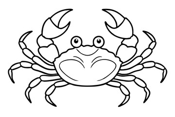 crab silhouette line art vector illustration with a white background