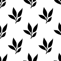 tea leaves pattern background. green leaves vector pattern background. Green tea leaf seamless pattern. silhouette leaf background.