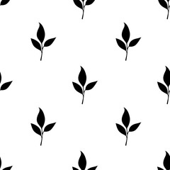 tea leaves pattern background. green leaves vector pattern background. Green tea leaf seamless pattern. silhouette leaf background.