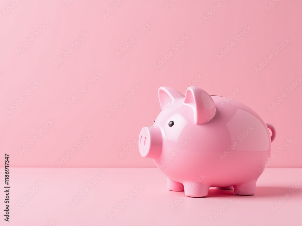 Poster A Pink Piggy Bank Sits On A Matching Background With Plenty Of Empty Space For Creative Expression And Design Ideas. 00001