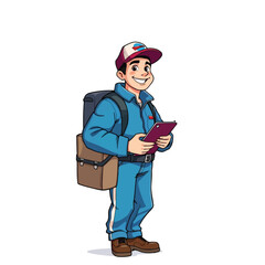 A smiling young delivery man Cartoon Vector Illustration isolated on a white background